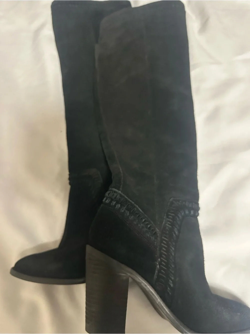 Vince Camuto Madolee Womens Black leather Over-the-Knee Block Heel Boots size 9